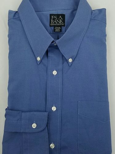 Jos A Bank Men's Executive French Blue Pinpoint Cotton Dress Shirt 17.5 x 36
