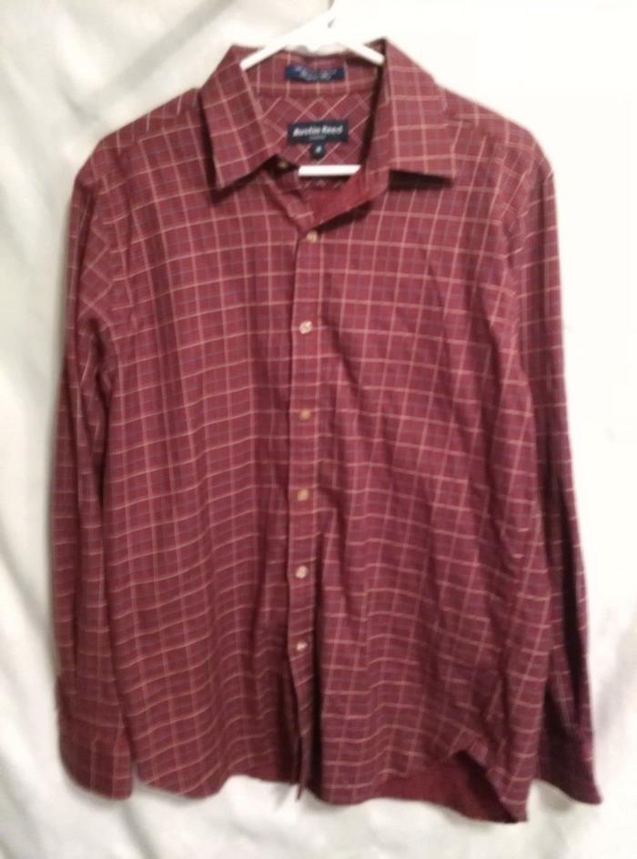 Austin Reed London Men's Dress Shirt 2-Ply Cotton Bespoke Fit Red Plaid Size M