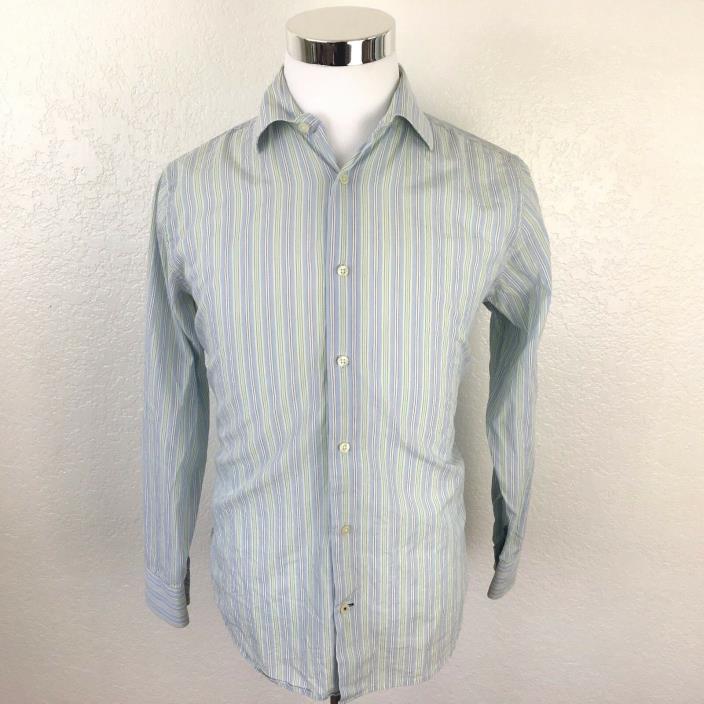 Banana Republic Men's Blue Green Long Sleeve Striped Dress Shirt Size S