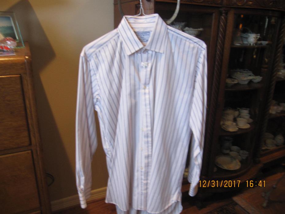 Charles Tyrwhitt  Men's Pink w/Navy Stripes L/S Dress Shirt-16 X 35