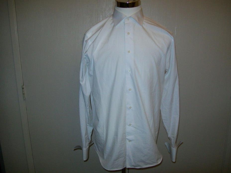 Saks Fifth Ave Slim Fit Dress Shirt Size 16 34/35 White 100% 2 Ply Cotton