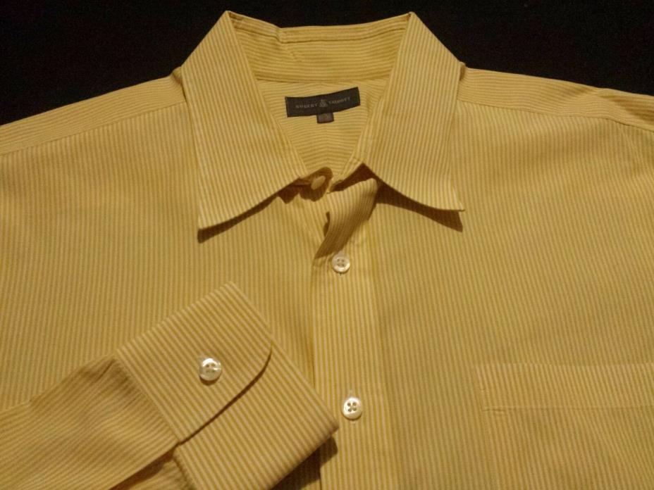 Robert Talbott Mens sz 18 Long Sleeve Button-Front Yellow Striped Shirt