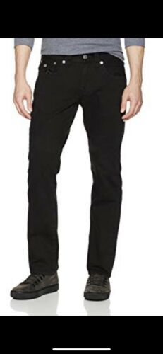 True Religion Men's Jeans Straight Leg Jet Black No Flaps Size 46 X 35 NWT $218