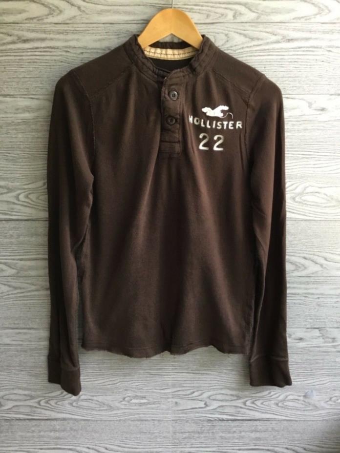 Hollister California Brown Long Sleeve Henley Pullover Shirt Mens Size X Small