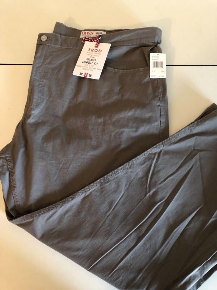 Izod Men's Dark Grey Relax Comfort Fit Straight Leg Pant Size W50 L30