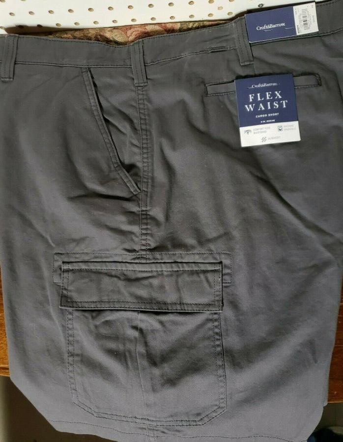 Mens Croft & Barrow Flex Waist Cargo Shorts NEW Size 42 Dark Gray Castlerock