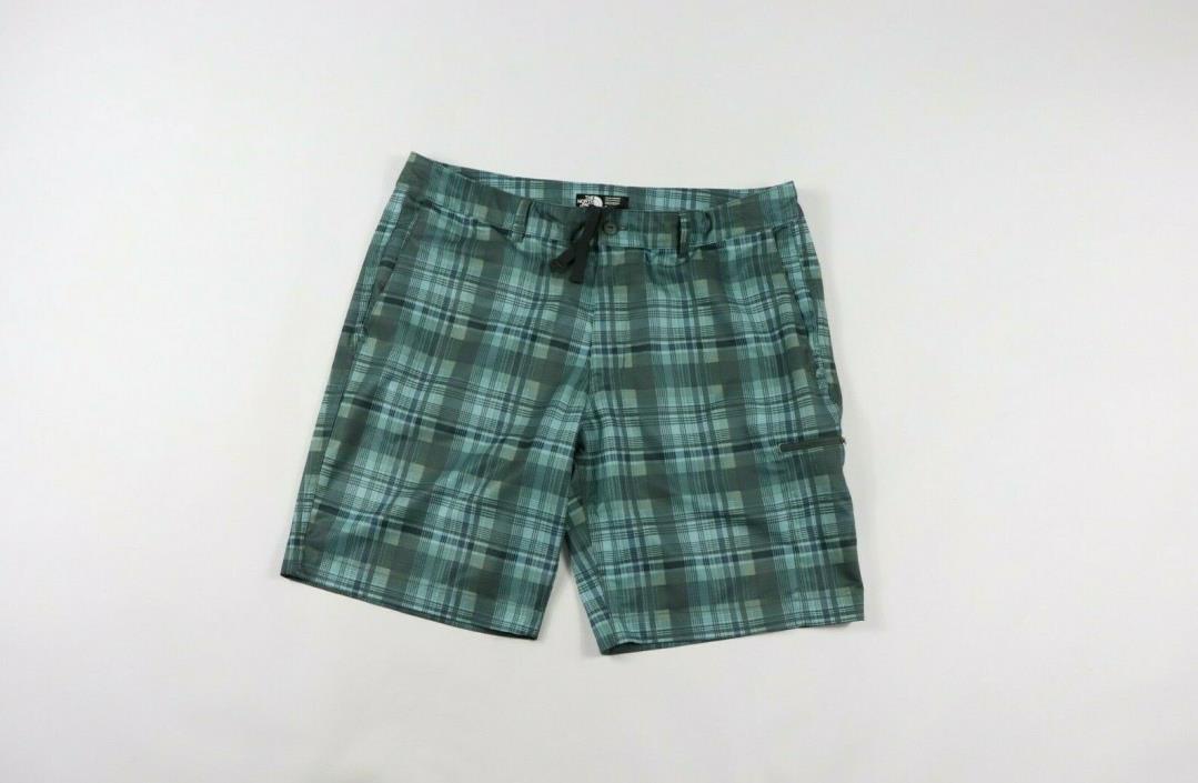 The North Face Mens Size 38 Casual Outdoor Summer Hiking Trail Shorts Aqua Plaid