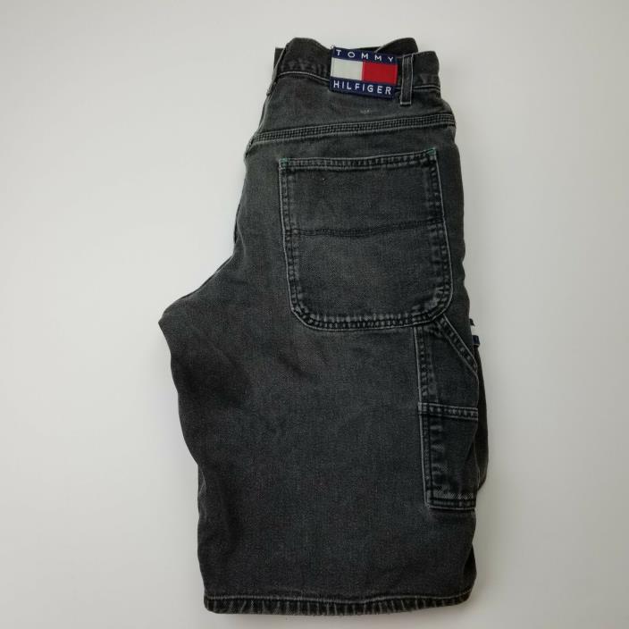 Vintage Tommy Hilfiger Carpenter Vtg Jean Shorts Black Color Size 31