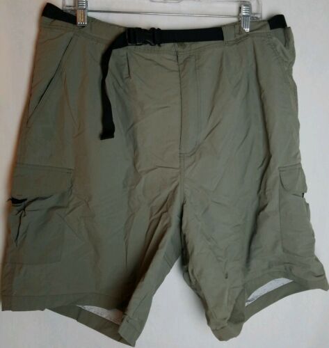 Field Tested Guide Gear Nylon Cargo Shorts Belted Lined Green Khaki Men’s XL
