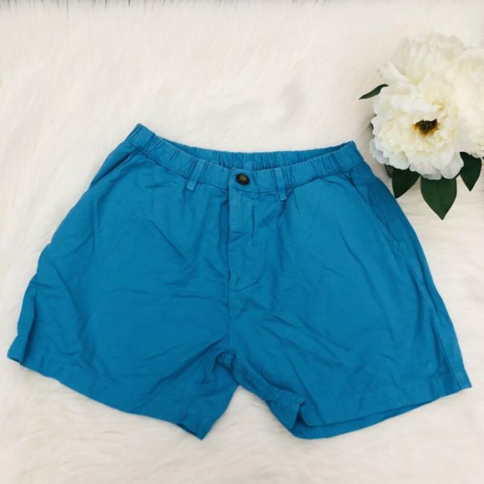 Chubbies Classic Chino Blue Shorts Sz L Solid Flat Front Elastic Waist Frat NWOT