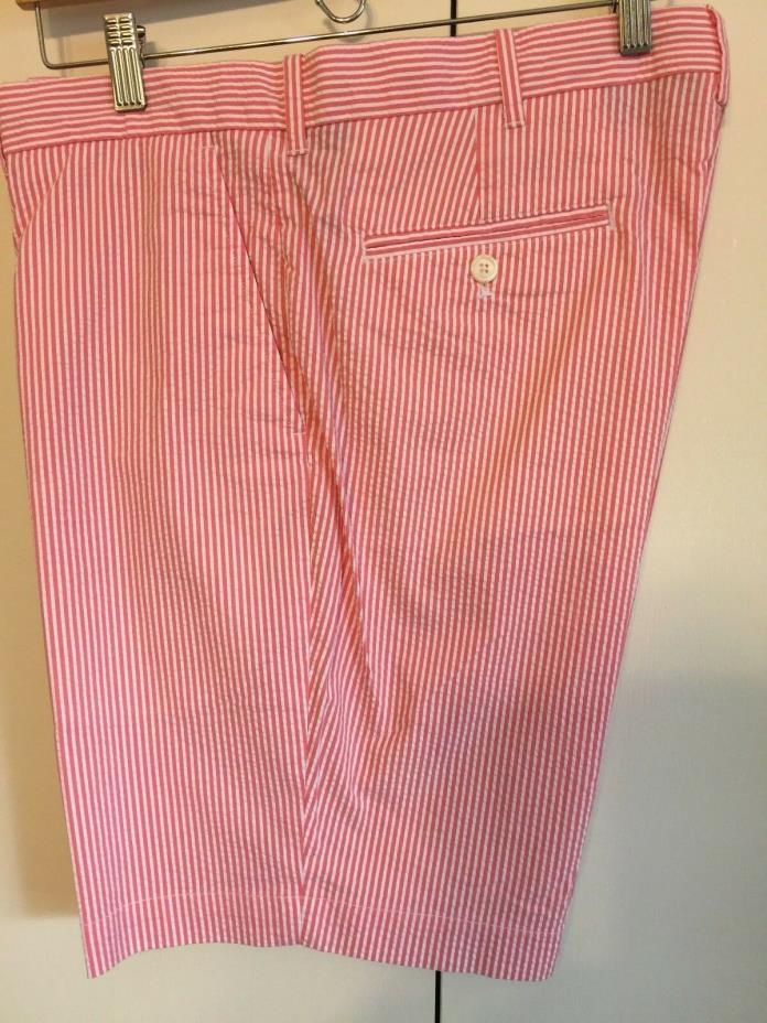 Polo Golf Ralph Lauren Mens Shorts Pink or Red White Striped Seersucker NEW Sz32