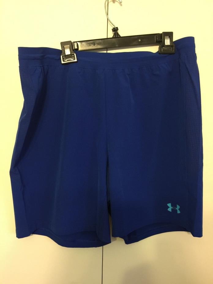 Mens Under Armour Size XL Heat Gear Elastic Waist Fitted Royal Blue Shorts NWT