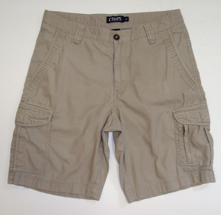 Men's Chaps Khaki Cargo Shorts Cotton Sz 32 Actual 32 x 9 1/2