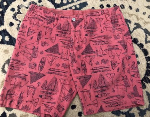 POLO RALPH LAUREN Pink Naval Tailors Print Straight Fit Shorts Pants Size 36 EUC