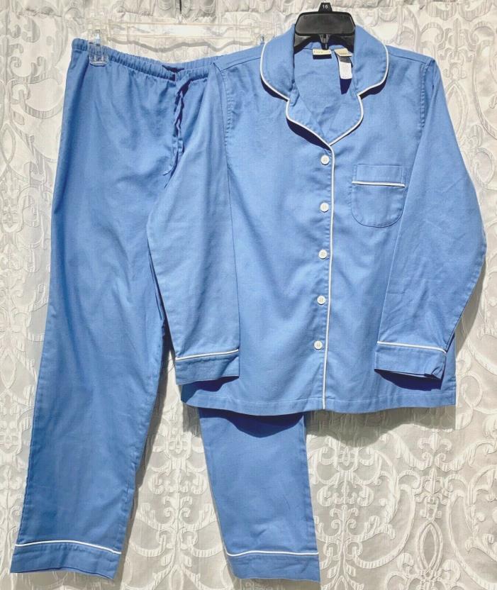 Mens L.L. Bean Flannel Pajamas Set Top and Bottom Pants Blue Flannel Size M