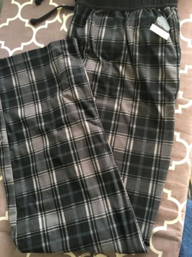 Nautica Men's Fleece sleepwear  Black Gray Plaid Large #269