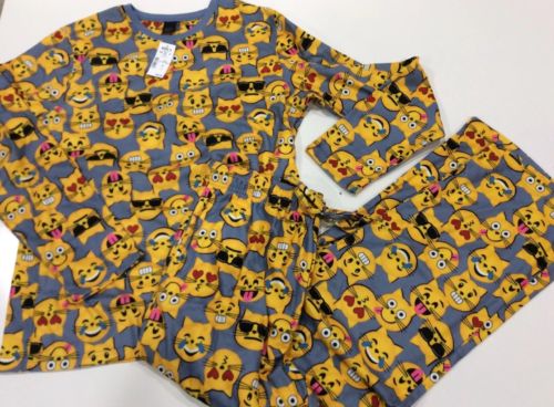 New Men's Cat Face Emoji PJ's Pajamas Flannel Kohl’s size Large NWT
