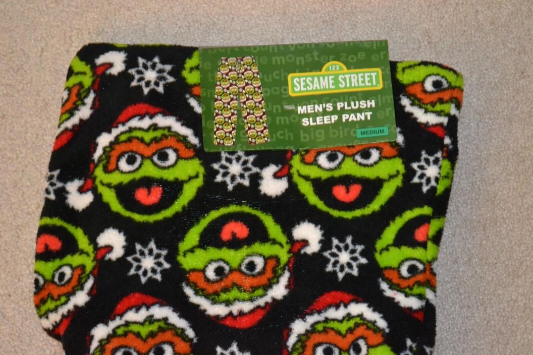 Oscar The Grouch Sesame Street Christmas Men's Size Medium Plush Sleep Pants NWT