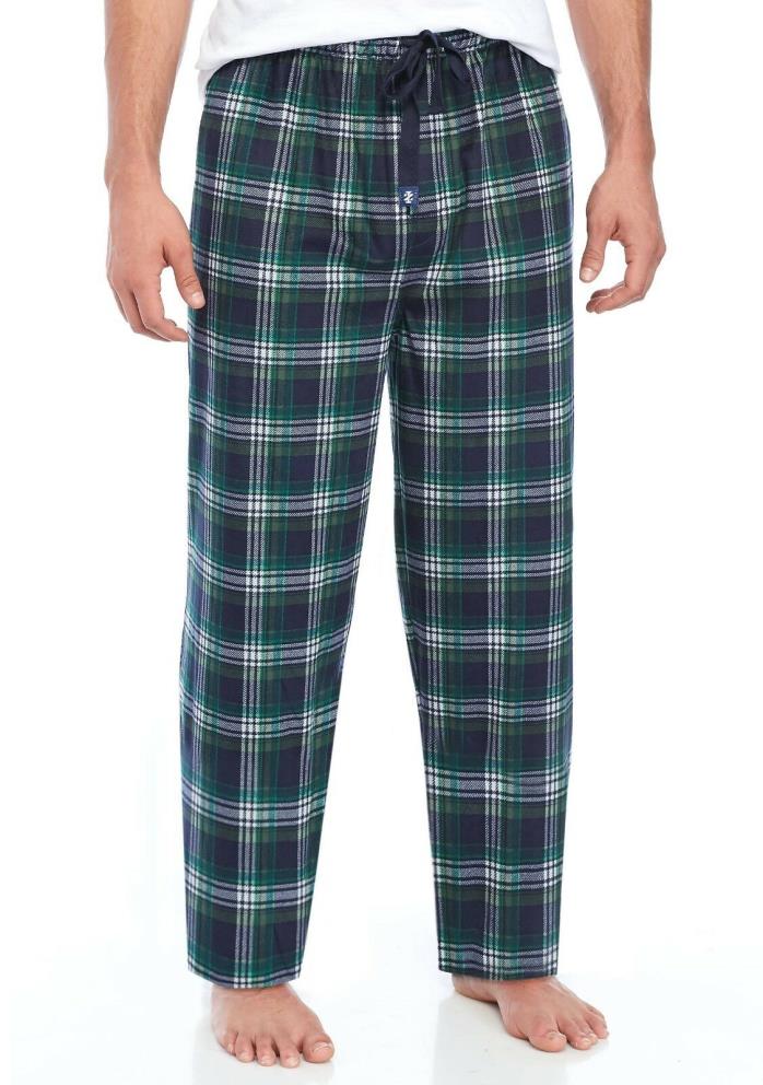 NWT $38  IZOD Men's Silky Fleece Navy and Green Plaid Sleep Pants XL
