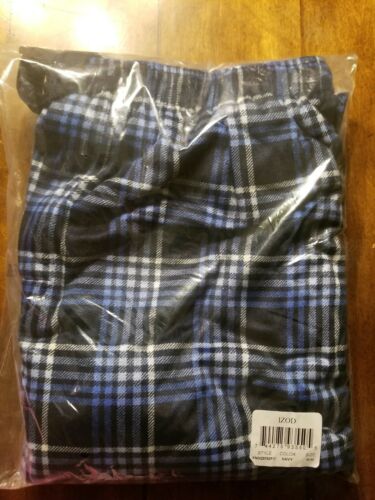 IZOD Mens Soft Touch Fleece Pajama Lounge Sleep Pants Navy Plaid Size M (wp1) pj