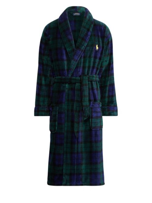 NWT POLO RALPH LAUREN Men's Robe Size L/XL Navy/Green Blackwatch Soft Plush