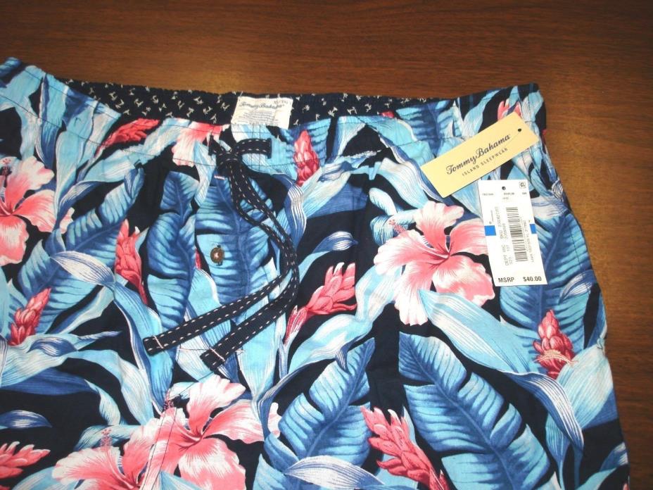 TOMMY BAHAMA Mens Sleepwear L cotton NWT NEW TAG $40 pink hibiscus lounge wear