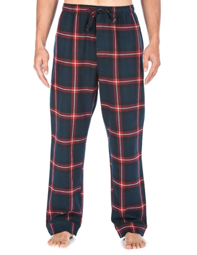 Mens Premium Flannel Lounge Pant - [Black-Red Plaid] - X-Large