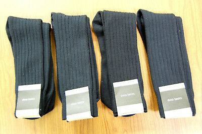 4 Pairs of New Higher Quality Men's Cotton Black Ribbed Dress Socks