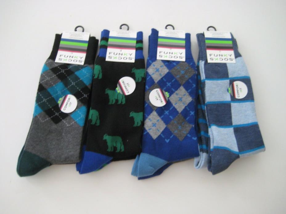 FUNKY SOCKS COMPORT FIT 2 Pair Retail $10 New