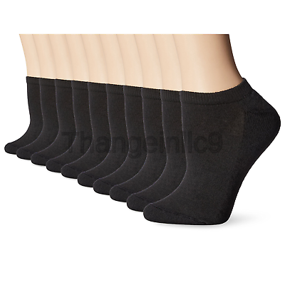Hanes Women's No Show Sock Black 10 Sock Size 10-12 Shoe Size 8-12