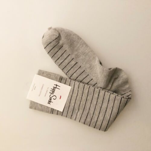 Happy Socks Light Gray Small Black Stripe Socks Sock Size 10-13