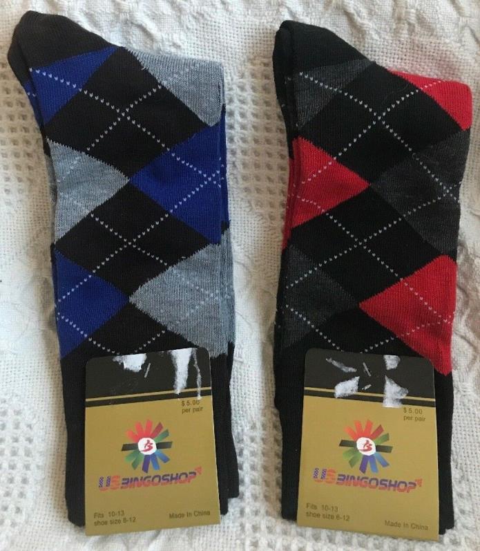 Us Bingo Shop Socks Size10-13 Red & Blue New