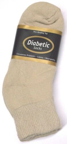Diabetic Beige Ankle Socks 12 Pair Men's Size 10-13 Made in USA