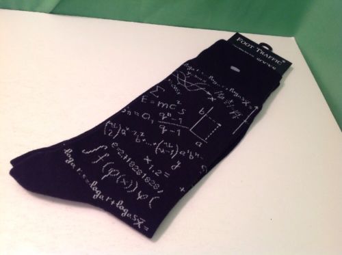 Foot Traffic Men's Pair Black Math Genius Mens Cotton Blend Socks, size 7-12 New