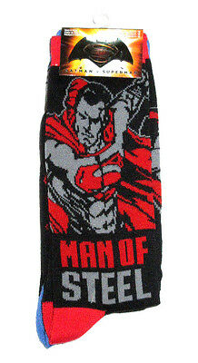 MENS SUPERMAN MAN OF STEEL BATMAN DC COMICS  2 PAIR PACK SOCKS (SHOE SIZE 6-12)