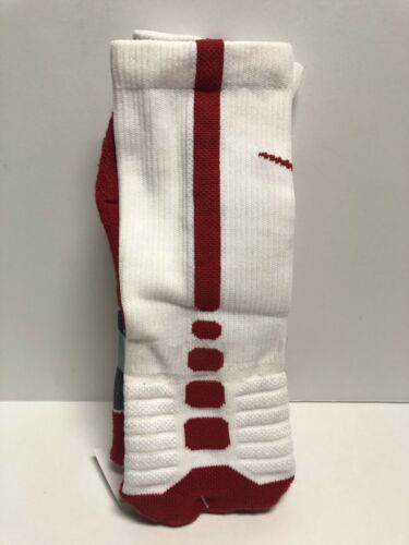 Nike Elite Crew Basketball Socks White Red Men's Size Large 8-12