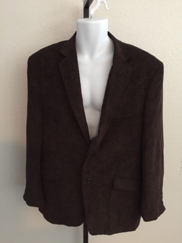 Adolfo Men's Sz 44R Paisley Sport Coat Blazer Jacket 2 Button Brown Nice