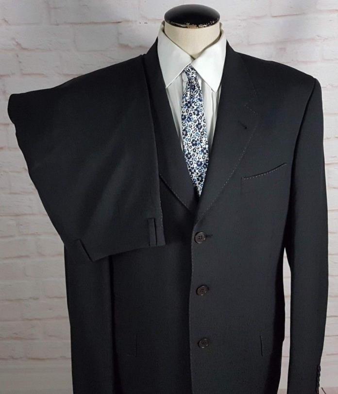 Paul Smith Men's Suit Black Wool w/ White Stitching 3Btn Jacket 40L Pants 35.5W