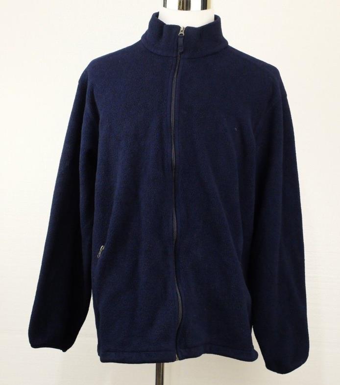 Lands End  Mens Blue 1/2 Zipper Fleece Long Sleeve Pullover Size 50-52R