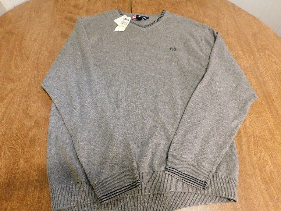 Chaps Men's Sweater, Sz Medium, Grey, New w/Tags, FREE S&H