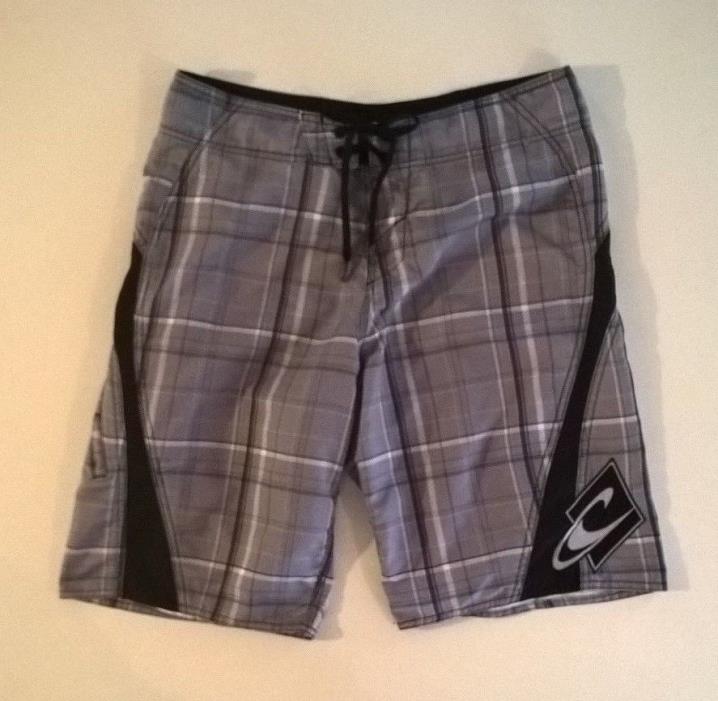 mens o neill board shorts size medium swimwear black and gray zip pocket m vguc