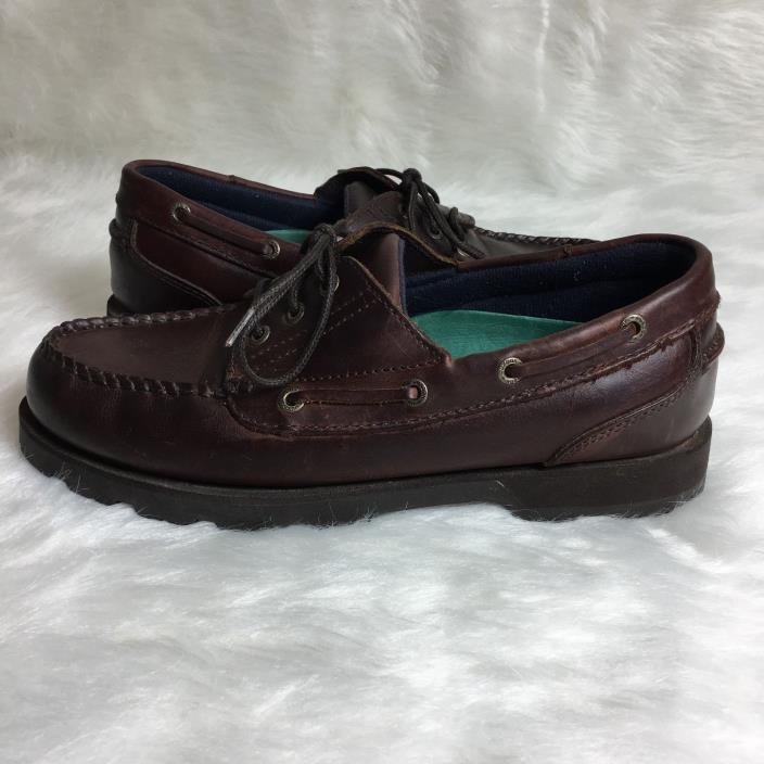 Duxbak Mallard Mens Boat Deck Leather Brown Shoes Size 8 EE