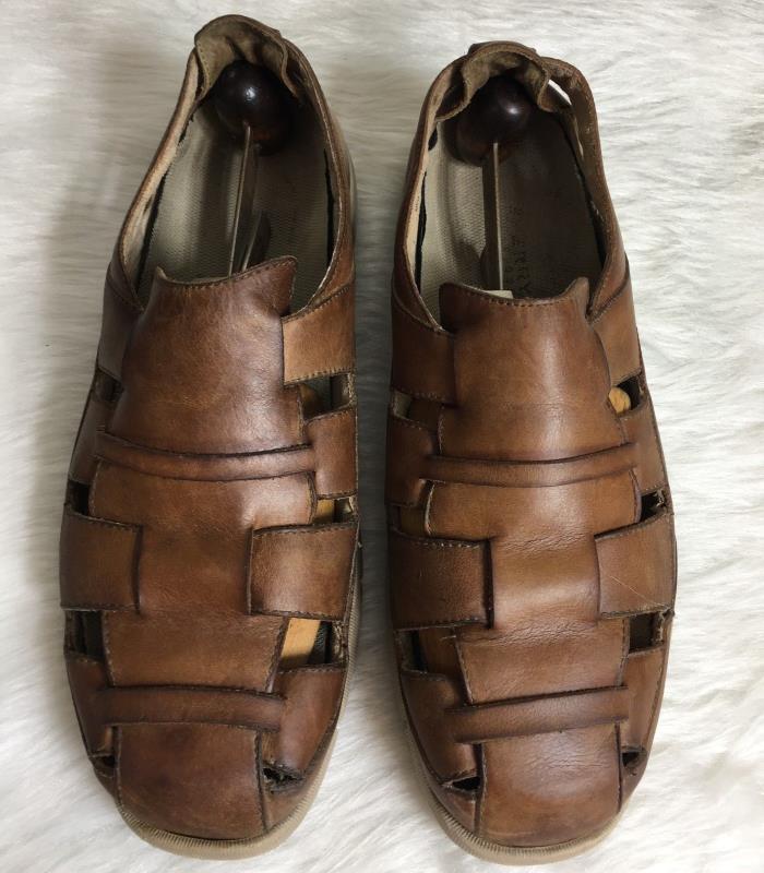 Sperry Top Sider Mens Size 11 M Fisherman Sandals Slip On Brown Leather