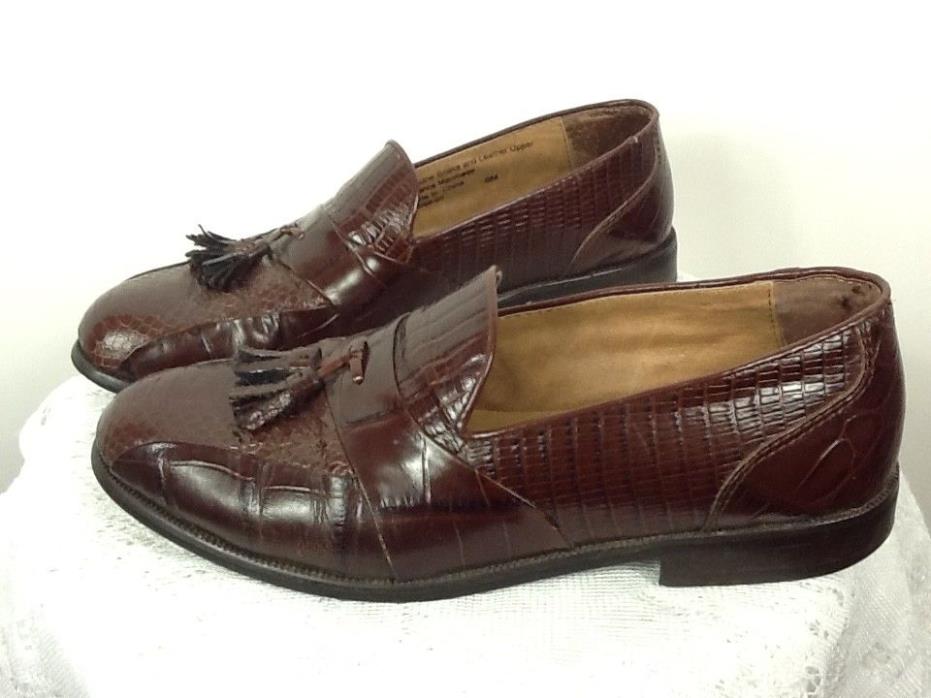 Vintage Stacy Adams Men's Cordovan Snake Leather Dress Tassel Loafers Size 8