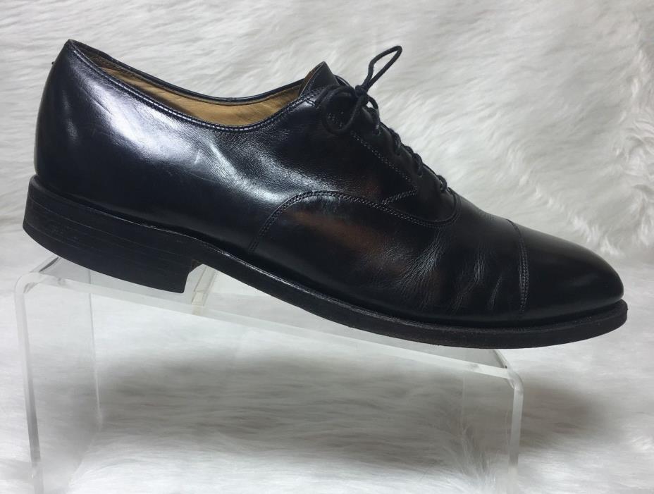 Johnston and Murphy Mens Melton Cap Toe Leather Black Dress Shoes 10.5 D/M