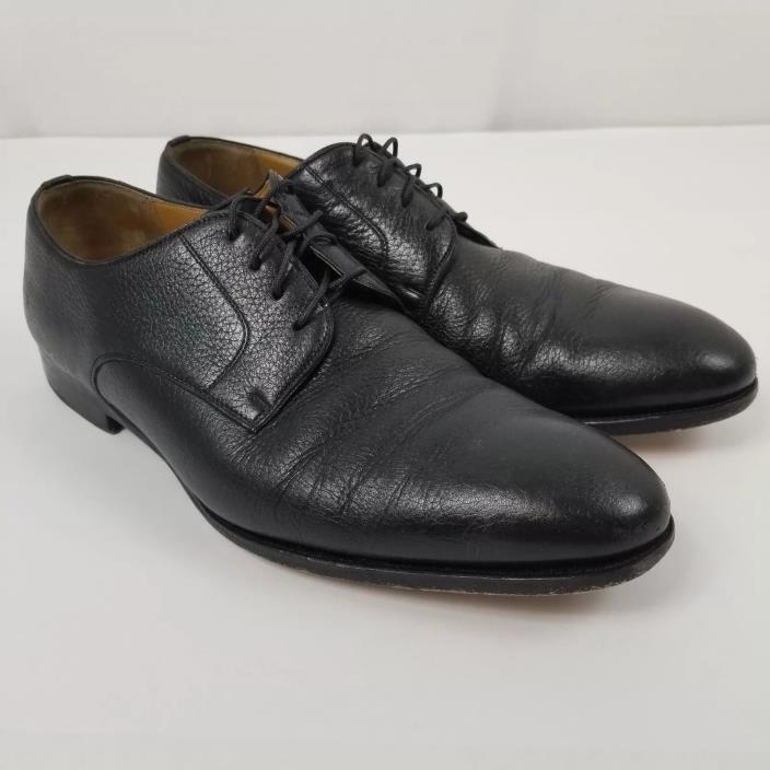 Magnanni Mens Sz 10 Black Leather Plain Toe Derby Shoes Made in Spain