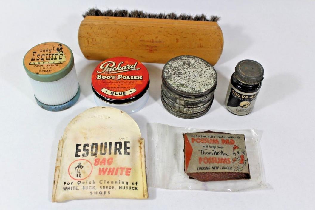 Vintage Shoe Care Products Lot of 7 Items Packer Esquire Thom McAn Shu-Re-Nu