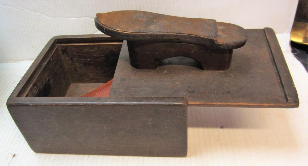 Antique Vintage Wooden Shoe Shine Slide Box