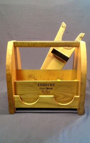 Vintage Wooden Esquire Footman Deluxe Shoe/Boot Shine Box, With Boot Jack