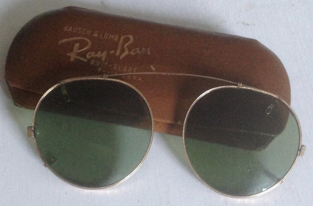B&L Green Ray Ban 1-10-12K GF Clip  Sunglasses Anti-Glare Bausch Lomb